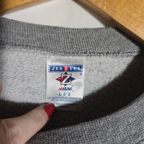 Vtg Lone Wolf Moon Gray‎ Heathered Crew Sweatshirt Collegiate Pullover Large - Picture 3 of 4